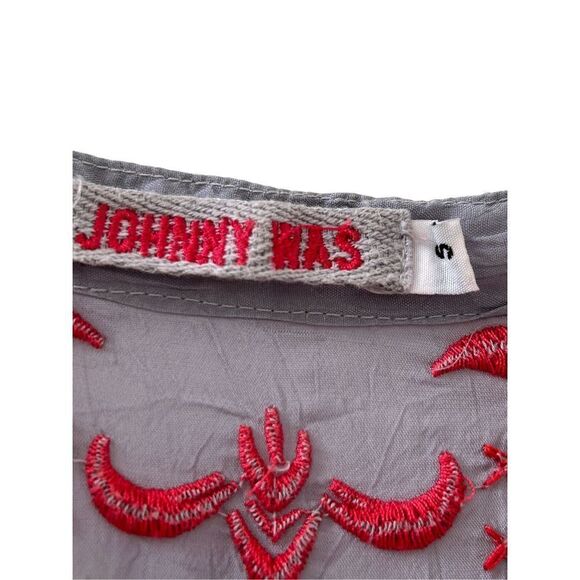 Johnny Was Gray Floral Embroidered Long Sleeve Blouse Women’s Size Small - Picture 2 of 7